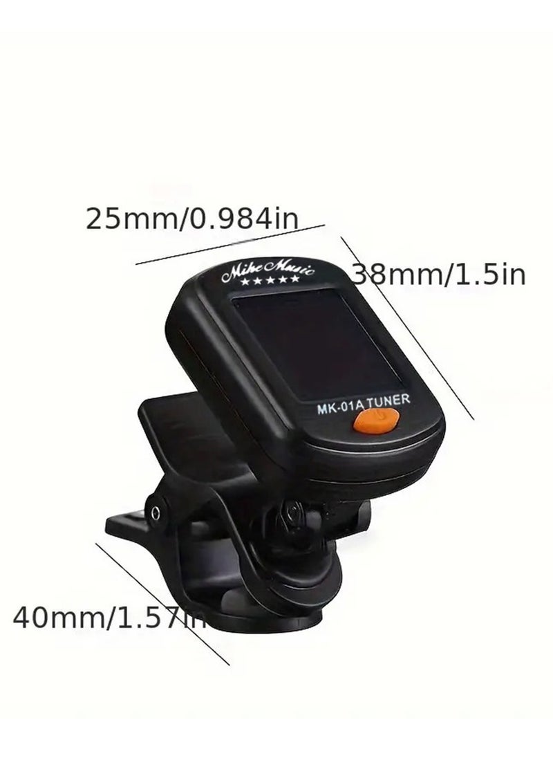Mike Music Guitar Tuner, Clip On Tuner with LCD Color Display, Chromatic Tuner for Acoustic Guitar Classical Guitar Electric Guitar Bass Ukulele Violin, Digital Tuner for Stringed Instrument, Guitar Accessories  - Image 4