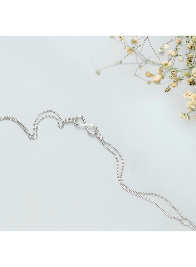 ZAVYA 925 Sterling Silver Designer Layered Infinity Rhodium Plated Adjustable Chain Anklet (Single) | Gift for Women & Girls | With Certificate of Authenticity & 925 Hallmark - Image 3