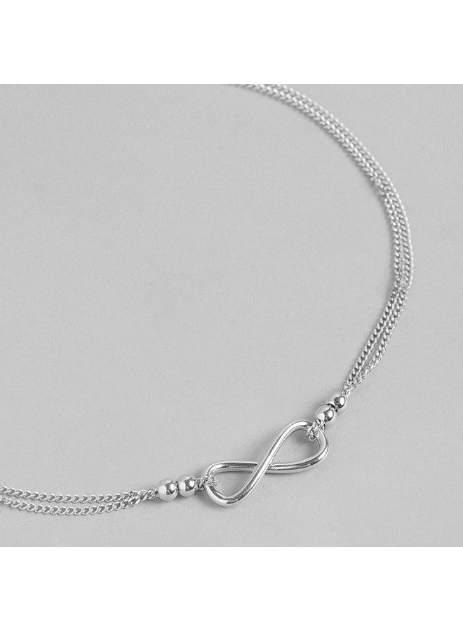 ZAVYA 925 Sterling Silver Designer Layered Infinity Rhodium Plated Adjustable Chain Anklet (Single) | Gift for Women & Girls | With Certificate of Authenticity & 925 Hallmark - Image 5