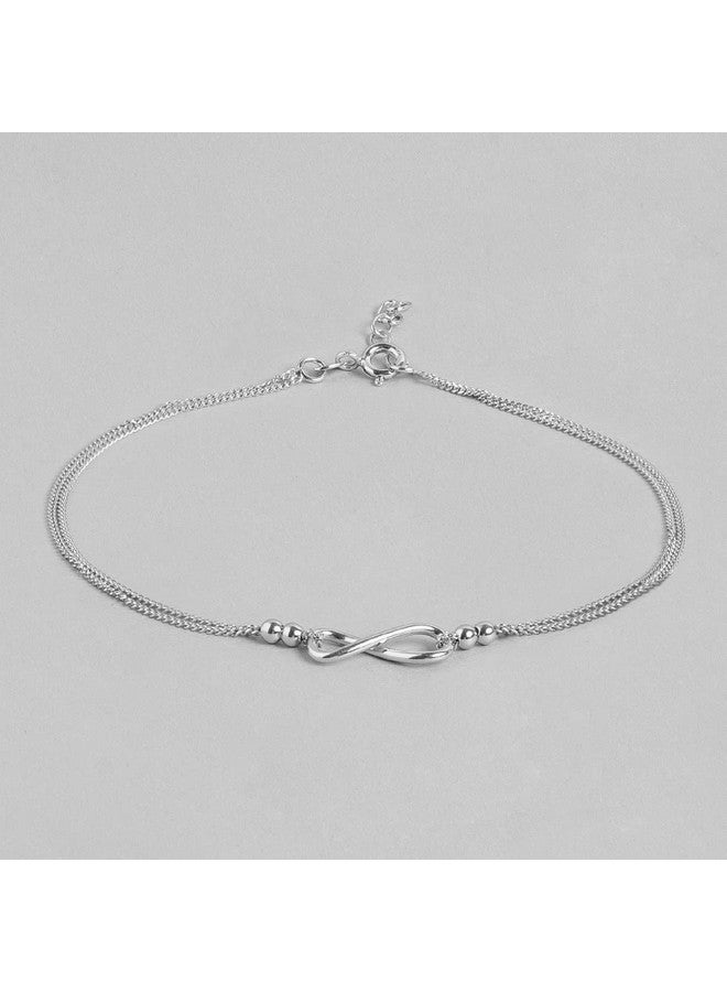 ZAVYA 925 Sterling Silver Designer Layered Infinity Rhodium Plated Adjustable Chain Anklet (Single) | Gift for Women & Girls | With Certificate of Authenticity & 925 Hallmark - Image 4
