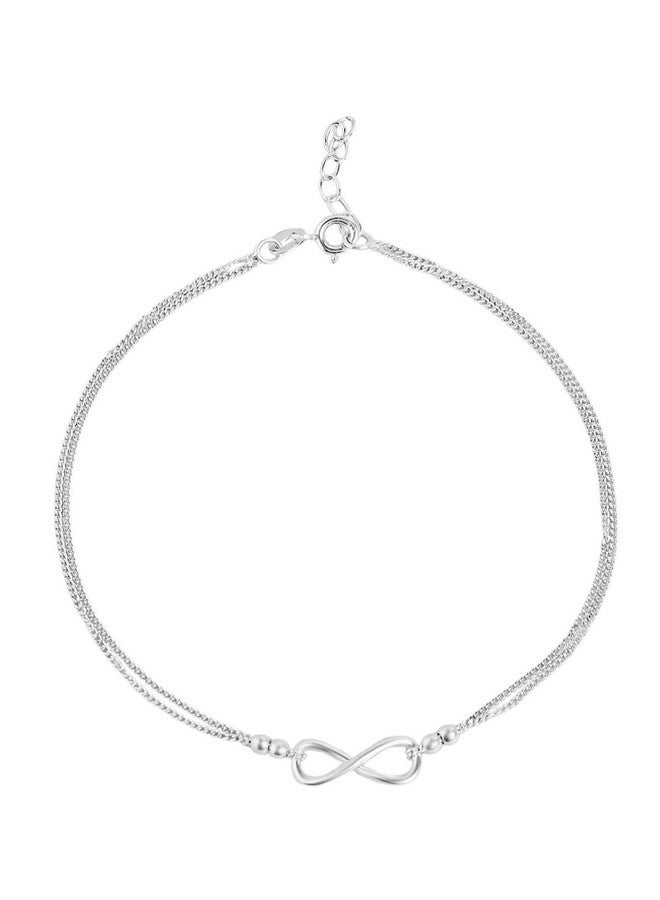 ZAVYA 925 Sterling Silver Designer Layered Infinity Rhodium Plated Adjustable Chain Anklet (Single) | Gift for Women & Girls | With Certificate of Authenticity & 925 Hallmark - Image 1