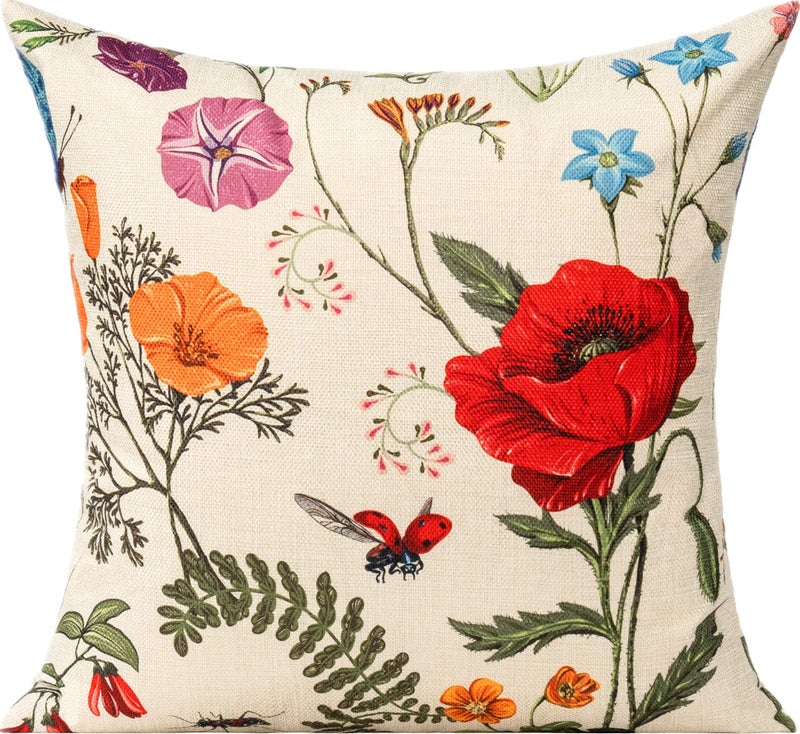 All Smiles 16 x 16 Throw Pillow Covers Outdoor Spring Summer Garden Flowers Farmhouse Outside Furniture Bench Decorative Swing Cushion Set of 4 for Patio Sofa Couch Chair - Image 5