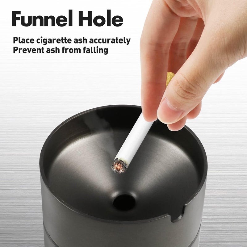 JOCHA Car Ashtray with lid smell proof Stainless Steel Portable Smokeless Detachable Windproof Self Extinguishing Butt Bucket Ash Tray for Most Car Cup Holder for Outdoor Travel Home Office - Image 3