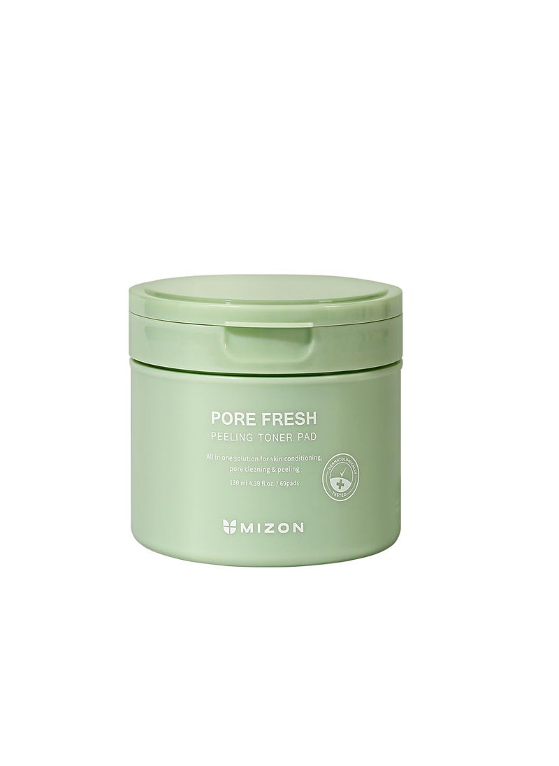 MIZON - MIZON Pore Fresh Peeling Toner Pads AHA BHA PHA Korean Peeling Pads Cotton Soothing Exfoliating Pore Tightening Two Sided 60 Pads - Image 1