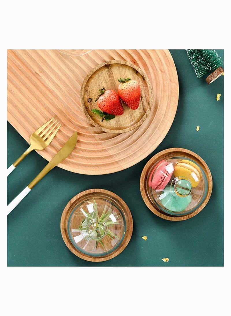 SYOSI 1 Set Glass Dome with Wooden Base, SYOSI Mini Cake Stand Glass Display Dome Clear Glass Bell Jar Cover for Dessert Cheese Candy Plants Succulents  - Image 4