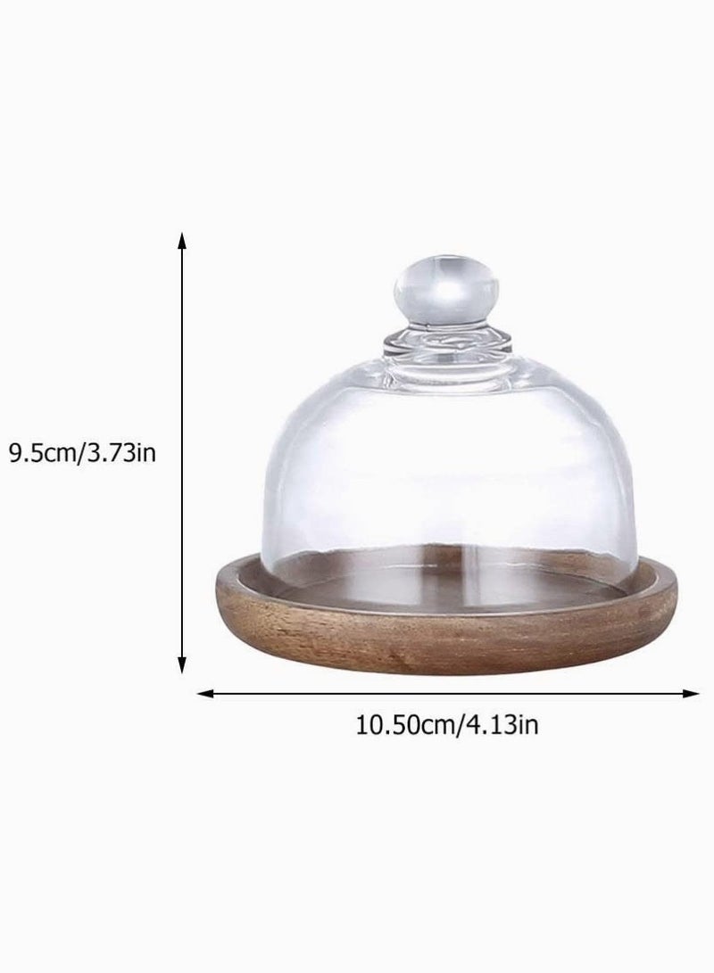 SYOSI 1 Set Glass Dome with Wooden Base, SYOSI Mini Cake Stand Glass Display Dome Clear Glass Bell Jar Cover for Dessert Cheese Candy Plants Succulents  - Image 5