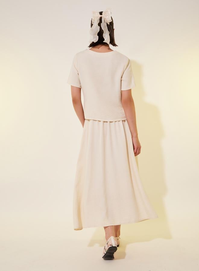 تايك تو طقم بلوزة وتنورة بياقة مستديرة وتطريز - Image 5