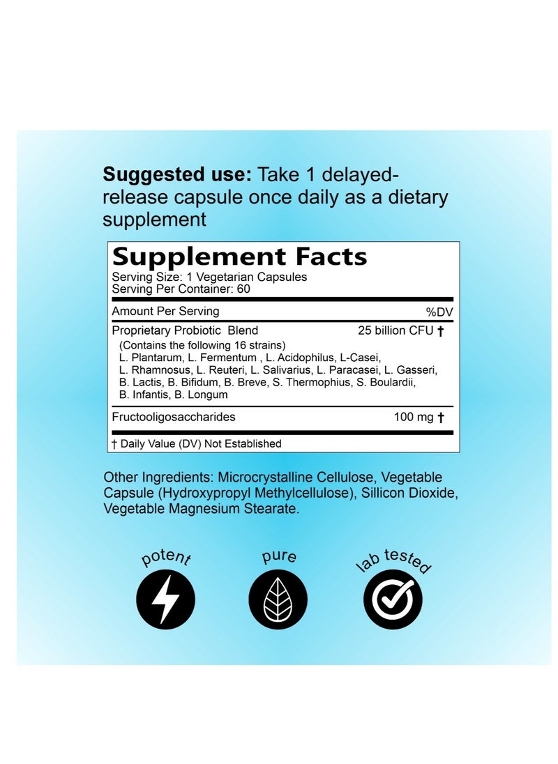 Olira Organics Probiotics 25 Billion CFU With Prebiotic 60 Capsules |16 Strains | Immune, Digestive & Gut Health  - Image 3