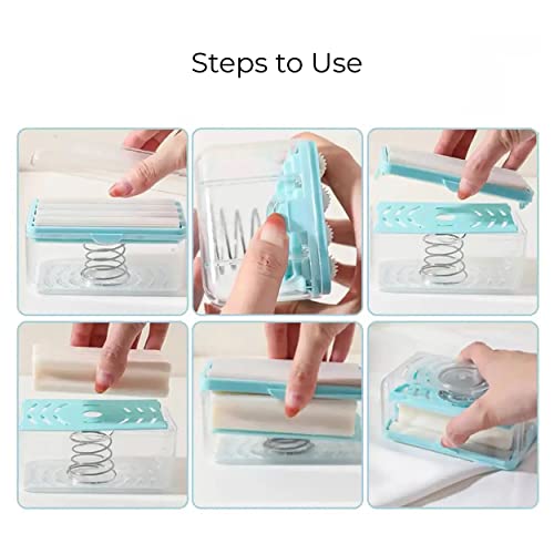 MeeTo Soap Dish with Drain Multifunctional Rolling Dish Soap Cleaning Storage Foaming Box for Home Bathroom Kitchen Keep Soap Dry& Easy to Clean Pack of 1 - Image 4