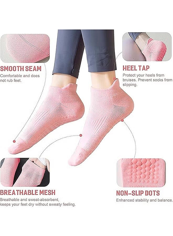 MXN 4 Pairs Non Slip Yoga Socks for Women Cotton Pilates Socks with 3D Silicone Grip Breathable Moisture Wicking Machine Washable Ideal for Yoga Pilates Ballet Dance Fitness Workout Gym - Image 2