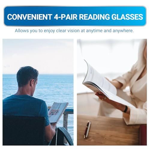 LUFF 4PCS Anti-Blu-Ray Reading Glasses Uv400,Sun Readers With Spring Hinges(2.0X) - Image 4