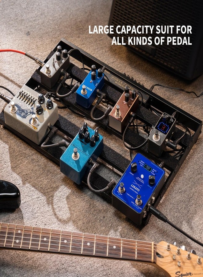 LEKATO - Pedal board, pedal board with built-in power supply, 19 x 12 x 1.8 inches, 3.5 pounds, aluminum alloy guitar pedal board with carrying bag, cables - Image 3