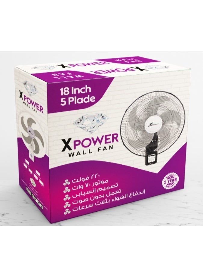 Xpower Wall Fan  5 blades 18-inch , X-Power - Image 2