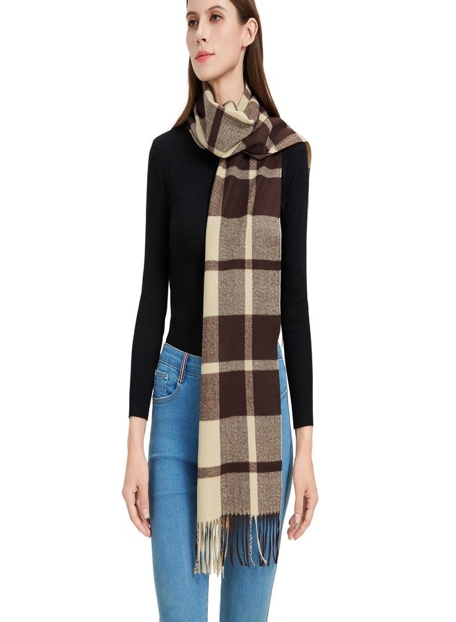 Nonakgado Super Soft Plaid Scarf for Women and Men-Winter Unisex Classic Cashmere Feel Tartan Plaid Scarves, 9# Beige Brown Plaid, 12.6'' * 76.3'' - Image 3