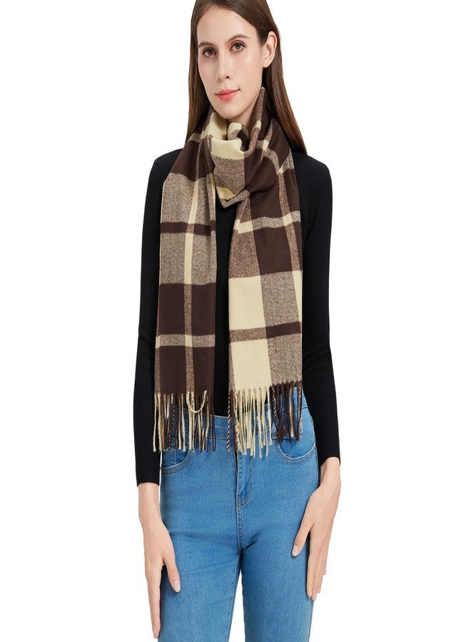Nonakgado Super Soft Plaid Scarf for Women and Men-Winter Unisex Classic Cashmere Feel Tartan Plaid Scarves, 9# Beige Brown Plaid, 12.6'' * 76.3'' - Image 2