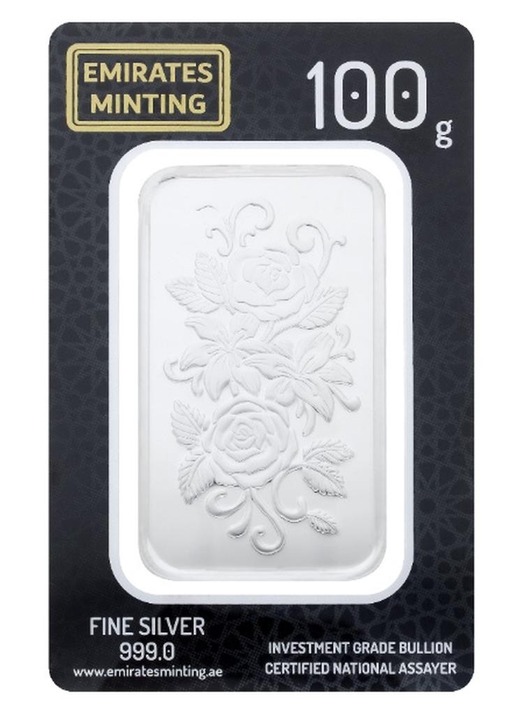 Emirates Minting 100 Grams Flower Silver Bar 999.0 Purity - Image 1