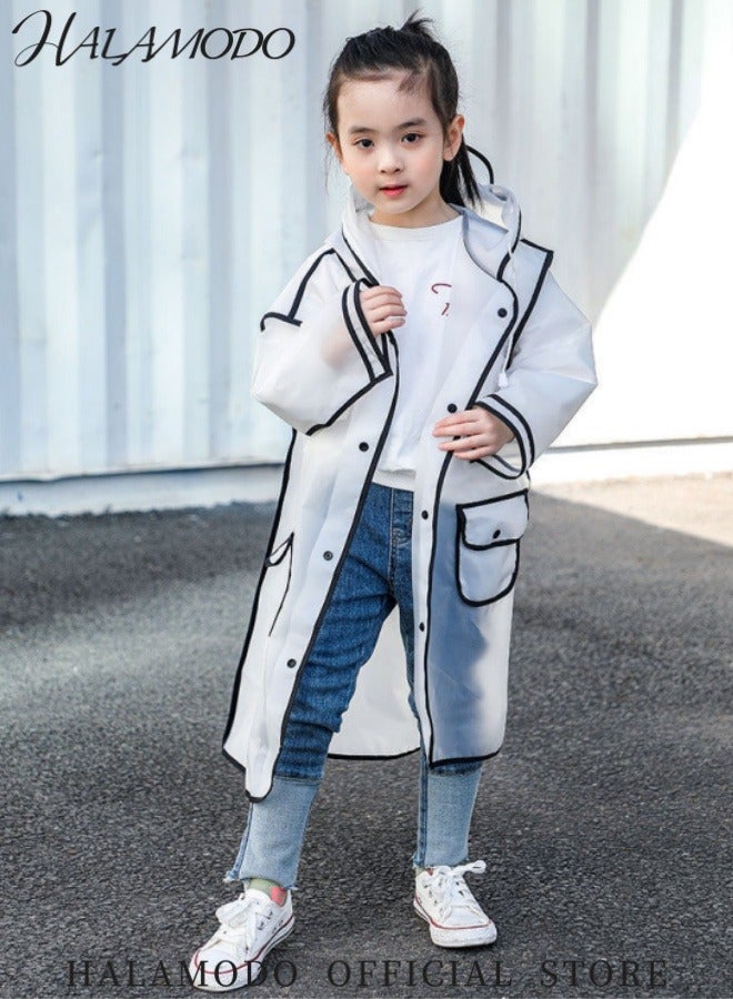 HALAMODO Kids Rain Jacket Reusable Raincoat Rain Poncho Jacket Slicker EVA Rain Ponchos Emergency Rain Jacket for Children Boys Girls  - Image 2