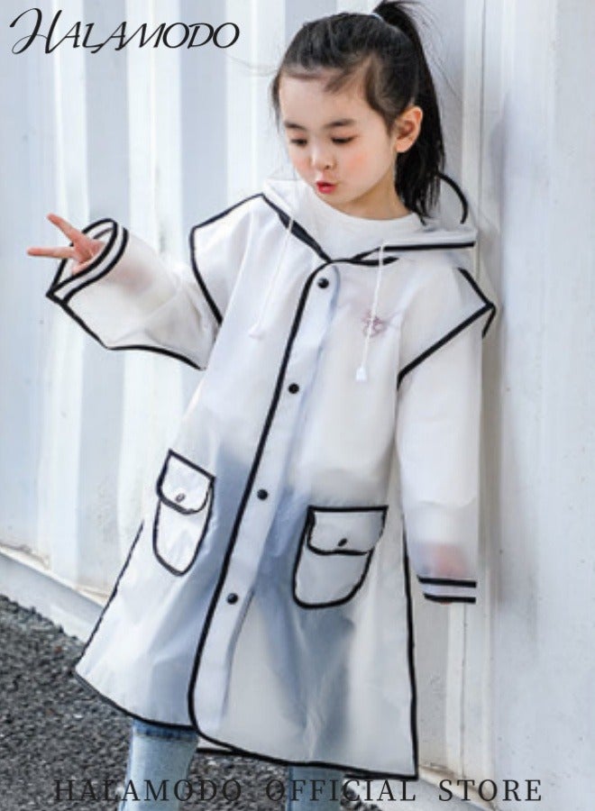 HALAMODO Kids Rain Jacket Reusable Raincoat Rain Poncho Jacket Slicker EVA Rain Ponchos Emergency Rain Jacket for Children Boys Girls  - Image 4