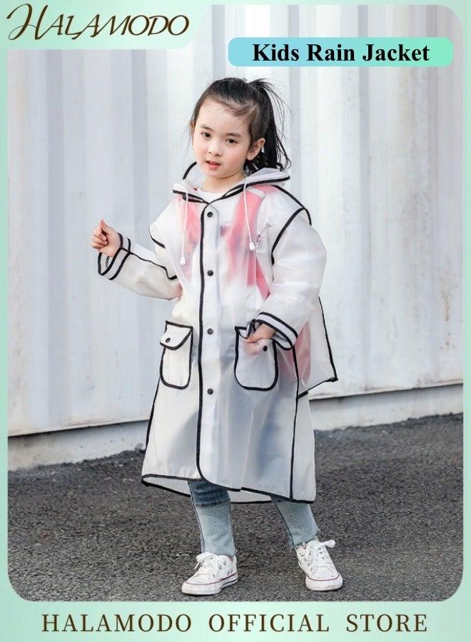 HALAMODO Kids Rain Jacket Reusable Raincoat Rain Poncho Jacket Slicker EVA Rain Ponchos Emergency Rain Jacket for Children Boys Girls  - Image 1