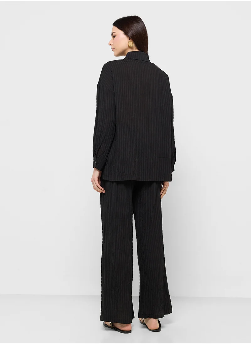 Ginger Textured Relaxed Fit Shirt & Pant Coord Set