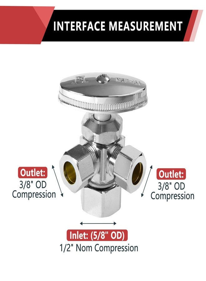 EFIELD Dual Compression Outlet Multi-Turn Angle Stop Valve,1/2" NOM (5/8" OD) x (3/8 inch x 3/8 inch) Chrome,(VALVE060) - Image 2