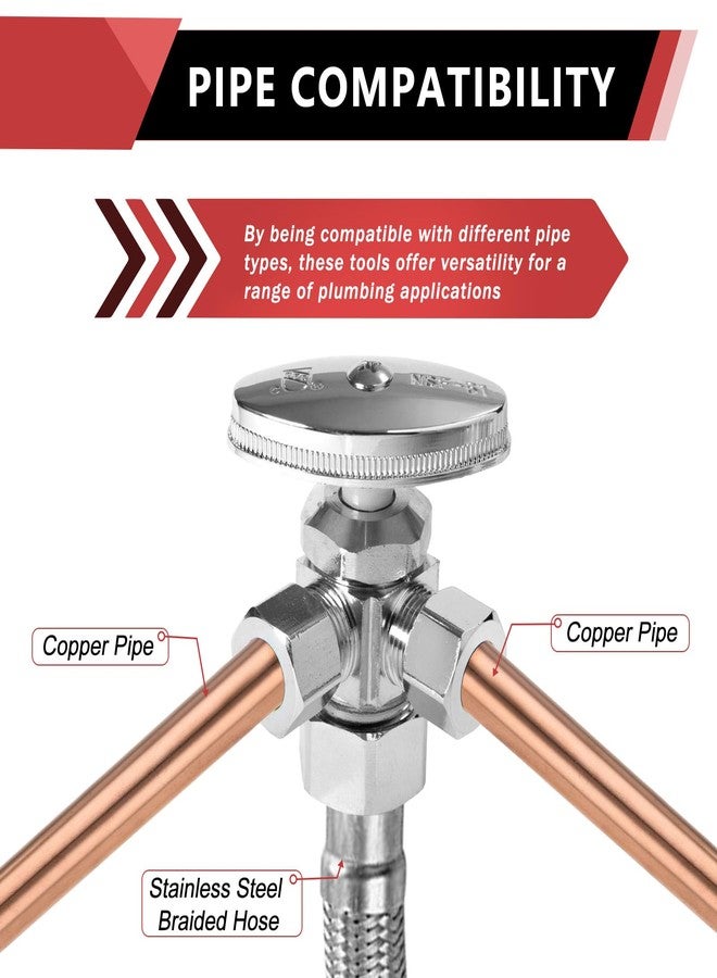 EFIELD Dual Compression Outlet Multi-Turn Angle Stop Valve,1/2" NOM (5/8" OD) x (3/8 inch x 3/8 inch) Chrome,(VALVE060) - Image 4