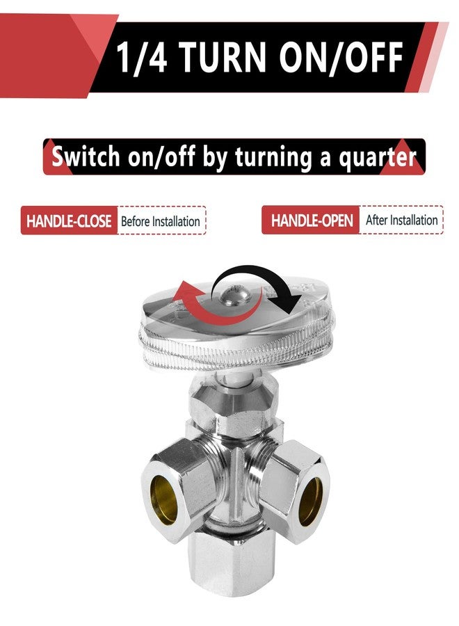 EFIELD Dual Compression Outlet Multi-Turn Angle Stop Valve,1/2" NOM (5/8" OD) x (3/8 inch x 3/8 inch) Chrome,(VALVE060) - Image 3