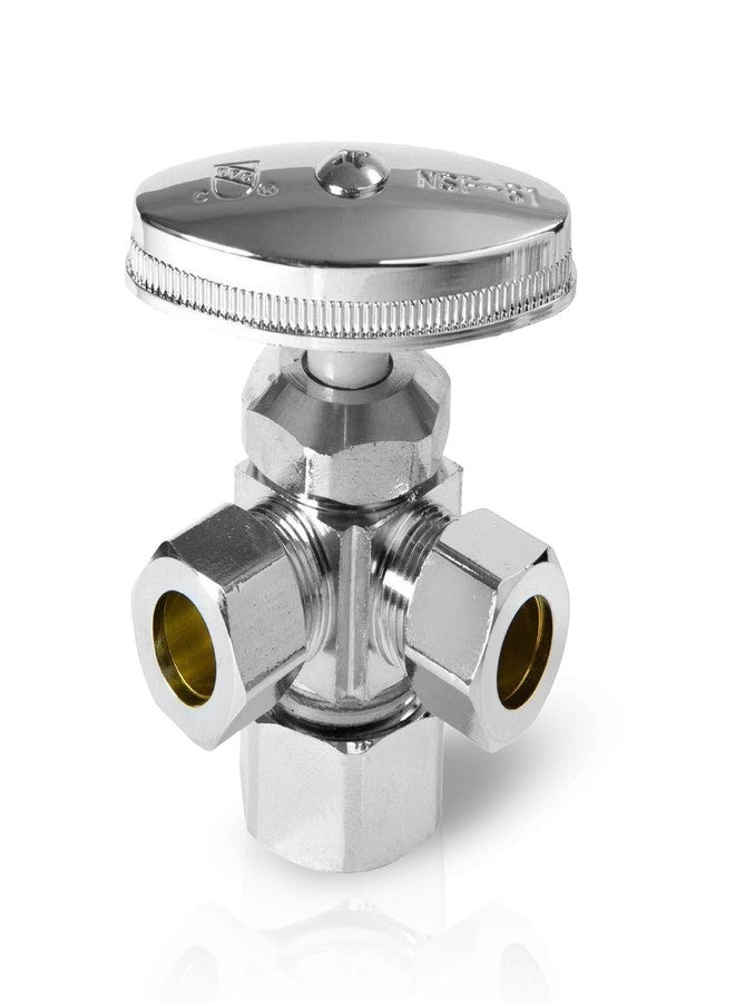 EFIELD Dual Compression Outlet Multi-Turn Angle Stop Valve,1/2" NOM (5/8" OD) x (3/8 inch x 3/8 inch) Chrome,(VALVE060) - Image 1