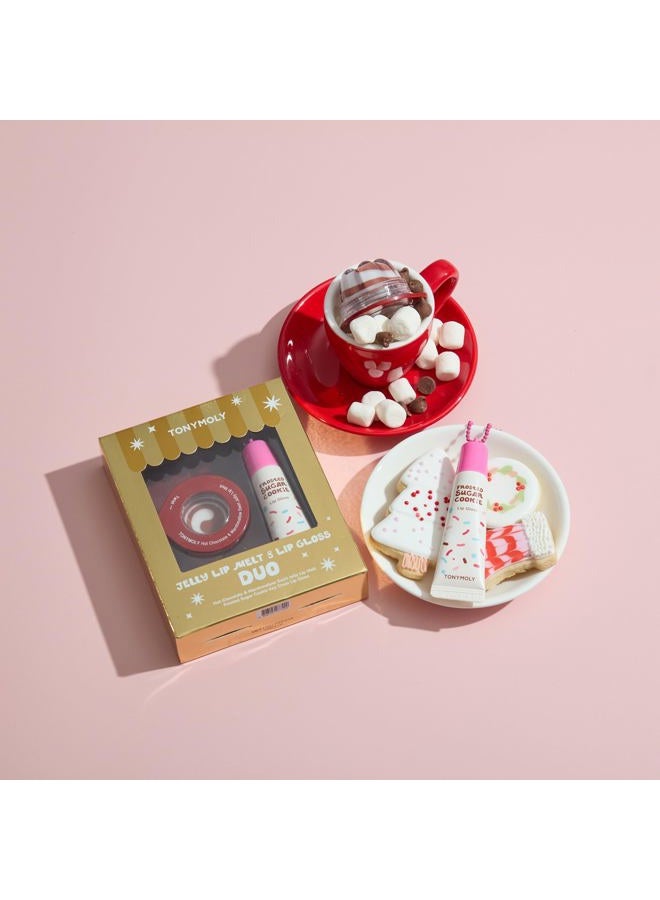 TONYMOLY Jelly Lip Melt + Lip Gloss Key Chain Duo, Limited Edition Holiday Set – Hydrating Lip Balm & Gloss with Hot Chocolate Marshmallow Swirl + Frosted Sugar Cookie, Stocking Stuffer Gift - Image 3