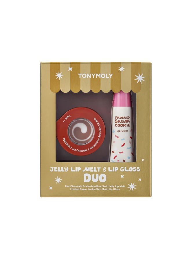 TONYMOLY Jelly Lip Melt + Lip Gloss Key Chain Duo, Limited Edition Holiday Set – Hydrating Lip Balm & Gloss with Hot Chocolate Marshmallow Swirl + Frosted Sugar Cookie, Stocking Stuffer Gift - Image 1