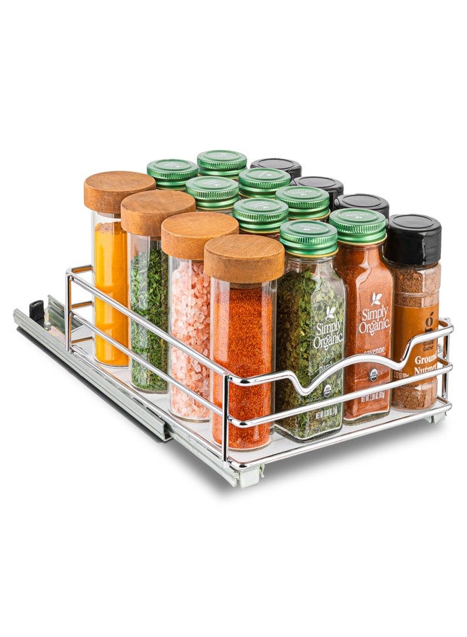 HOLDN’ STORAGE Pull Out Cabinet Organizer for Spices, Cans - Heavy Duty with Lifetime Limited Warranty- Pull Out Spice Rack- Cabinet Pull Out Shelf for Cans,Dishes, Etc, 8-3/8"W x 10-3/8"D x 2-1/8H, Chrome - Image 1