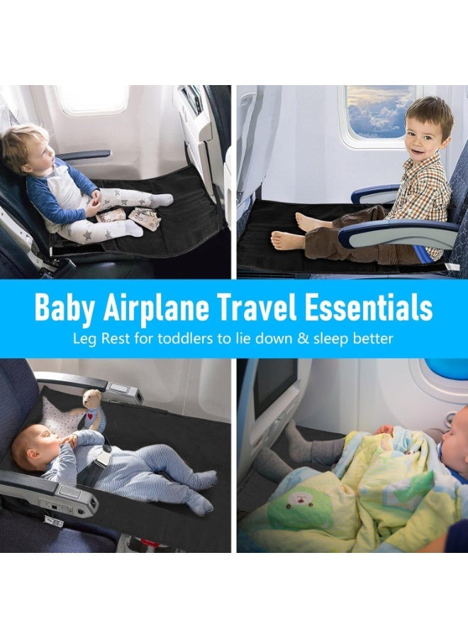 Toddler Airplane Bed, Portable Baby Airplane Seat, Extender Travel Essentials for Flying with Kids, Toddlers Airplane Travel Accessories for Kids Rest Legs and Lie Down (Black) - Image 2