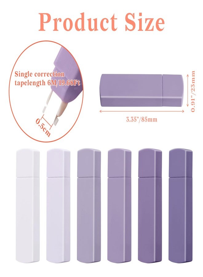 Temiary 6Pcs Mini White Correction Tapes, Quick Dry Smooth Pull Out for Writing, Aesthetic Cute Correction Tape Set Easy To Use for Students School Office Supplies (Purple) - Image 2