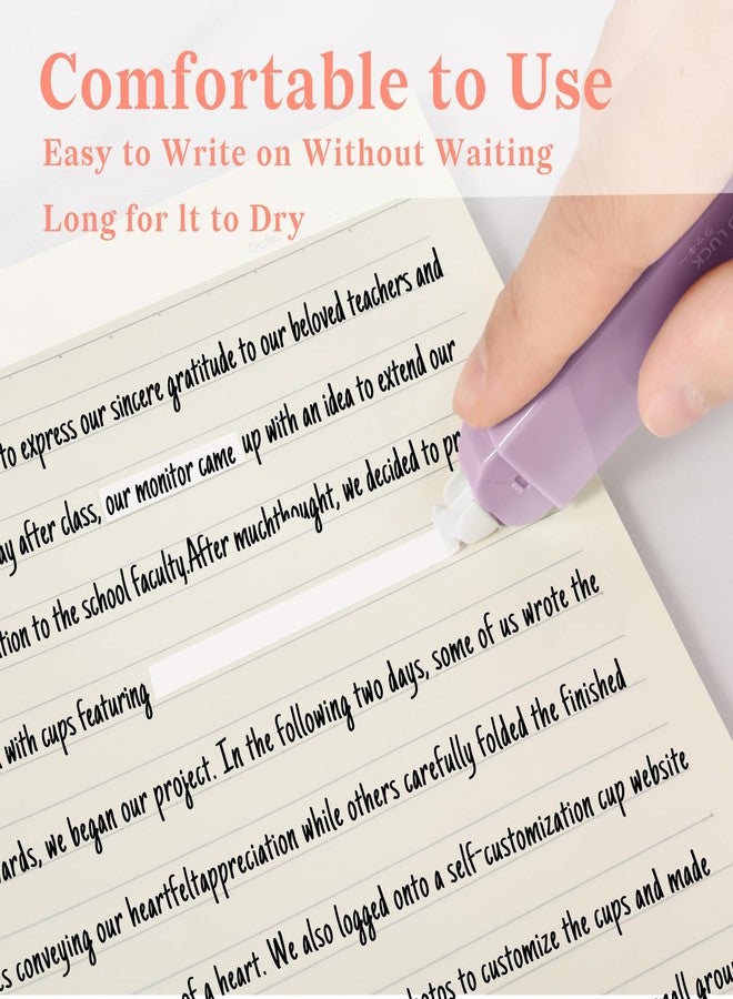 Temiary 6Pcs Mini White Correction Tapes, Quick Dry Smooth Pull Out for Writing, Aesthetic Cute Correction Tape Set Easy To Use for Students School Office Supplies (Purple) - Image 3