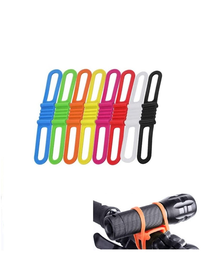 Y&D 8 PCS Bike Silicone Band, Tie Ribbon Mount Holder Multicolor Cycling Flashlight for Flashlights Cell Phones Speaker Lights Bicycle Handlebar (14 * 2.2 1cm) - Image 1