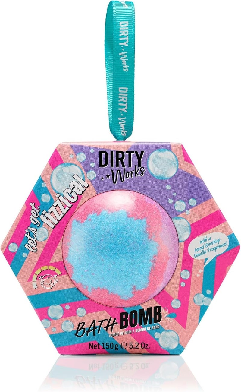 Dirty Works Lets Get Fizzical Bath Bomb 150g MoodBoosting Scent Vibrant Colors for a Relaxing Refreshing Bath Experience