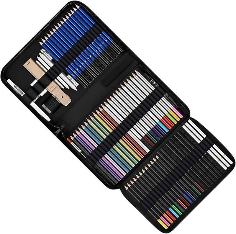 76 Pcs Sketching & Drawing Pencils Art Kit, Complete Art Supplies for Beginners & Professionals, Featuring Graphite Charcoal, Water Soluble, Metallic Colored Pencils, and Sketchbook - Image 1