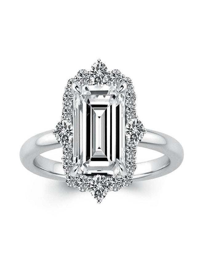 RODIFFY 2.5CT/3.0CT Elongated Emerald Cut Engagement Ring, S925 Silver 5A Cubic Zirconia Solitaire Promise Wedding Ring (2.5CT Solitare, 7) - Image 1