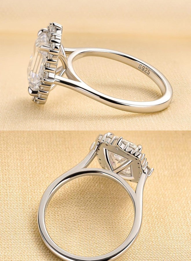 RODIFFY 2.5CT/3.0CT Elongated Emerald Cut Engagement Ring, S925 Silver 5A Cubic Zirconia Solitaire Promise Wedding Ring (2.5CT Solitare, 7) - Image 2