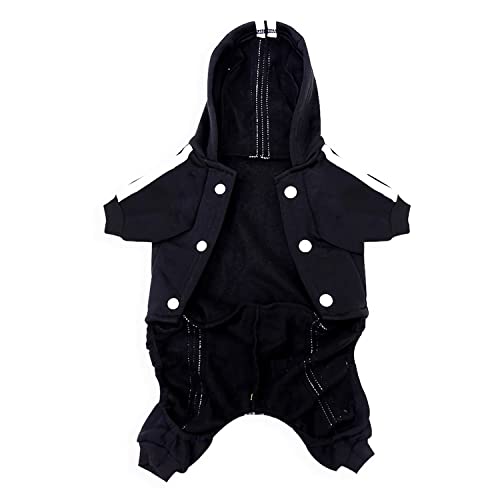 Aolowewin Weowin Pet Outfit - Cute Dog Hoodie Tracksuit Sweater Winter Clothes Pajamas Jumpsuit 4-Legs Black for Puppy Small Medium Large Dogs Girl or Boy (X-Small) - Image 3