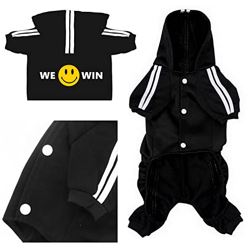 Aolowewin Weowin Pet Outfit - Cute Dog Hoodie Tracksuit Sweater Winter Clothes Pajamas Jumpsuit 4-Legs Black for Puppy Small Medium Large Dogs Girl or Boy (X-Small) - Image 4