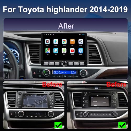 Fuosuc 4G LTE QLED Radio for Toyota Highlander 2014 2015 2016 2017 2018 2019 Upgrade,8-Core CPU Touch Screen Stereo,Wireless CarPlay & Android Auto,Support OEM SWC and Camera - Image 2