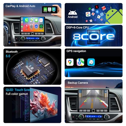 Fuosuc 4G LTE QLED Radio for Toyota Highlander 2014 2015 2016 2017 2018 2019 Upgrade,8-Core CPU Touch Screen Stereo,Wireless CarPlay & Android Auto,Support OEM SWC and Camera - Image 4