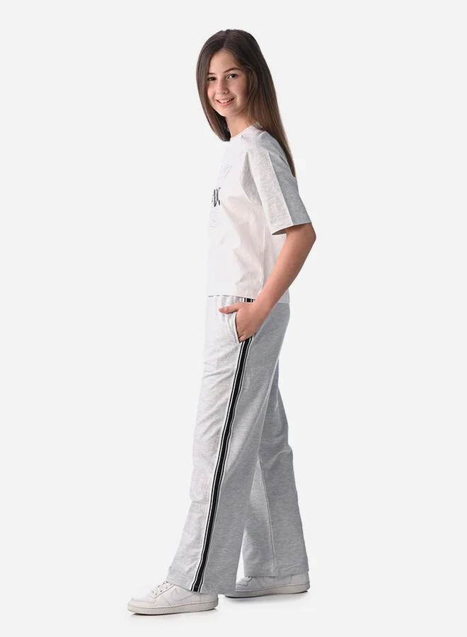 victor and jane Victor and Jane Graphic Print Knit Crop Top and Wide-Leg Pants Set