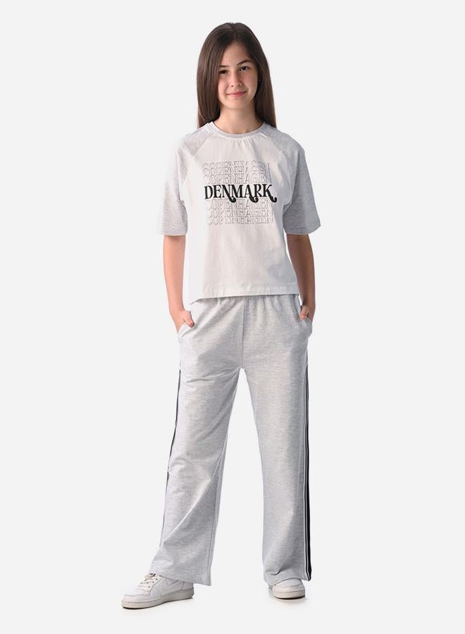 victor and jane Graphic Print Knit Crop Top and Wide-Leg Pants Set - Image 1