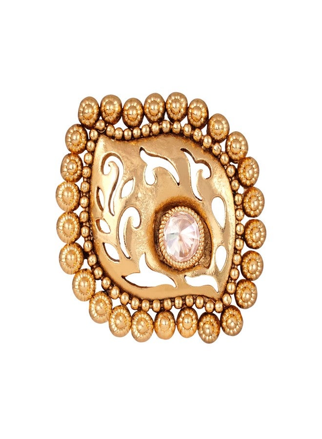 JFL - Jewellery for Less Gold Plated Filigree Work Single LCD Stone Adjustable Finger Ring for Women/Girls,Valentine - Image 1