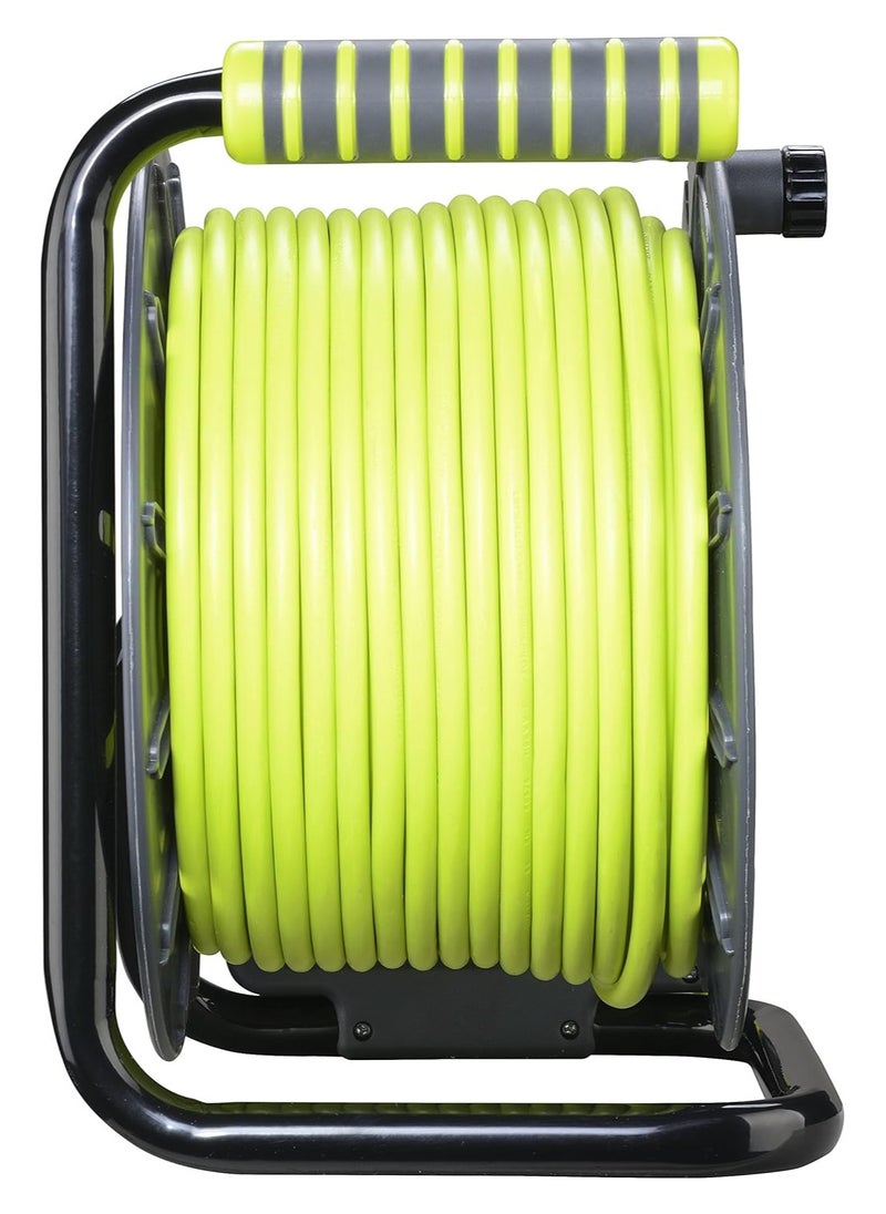 Four Socket Open Cable Reel Extension Lead with Winding Handle, Thermal Cut Out and Power Switch, 25 Metres High Visibility Cable, Green - pzsku/ZE567B83509F380DDB97EZ/45/_/1709563580/4c6dc6ef-8365-4a4e-982a-63785a976ebc