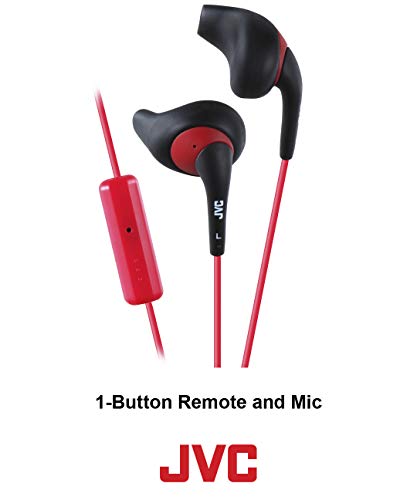 JVC Black and Red Nozzel Secure Comfort Fit Sweat Proof Gumy Sport Earbuds with long colored cord HA-ENR15B - Image 2