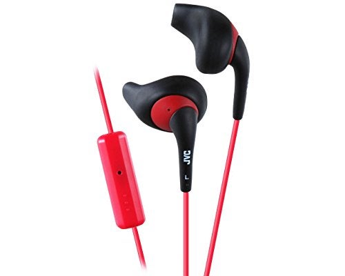 JVC Black and Red Nozzel Secure Comfort Fit Sweat Proof Gumy Sport Earbuds with long colored cord HA-ENR15B - Image 1