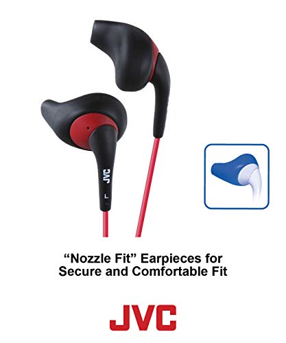 JVC Black and Red Nozzel Secure Comfort Fit Sweat Proof Gumy Sport Earbuds with long colored cord HA-ENR15B - Image 3